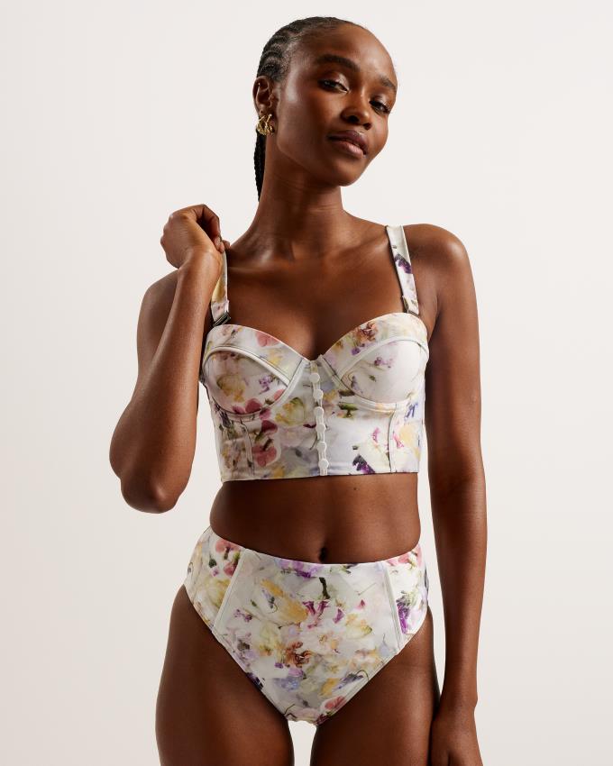 Vetement de Bain Ted Baker Floral High Waisted Bikini Bottoms Blanche Femme | CGC-60364600